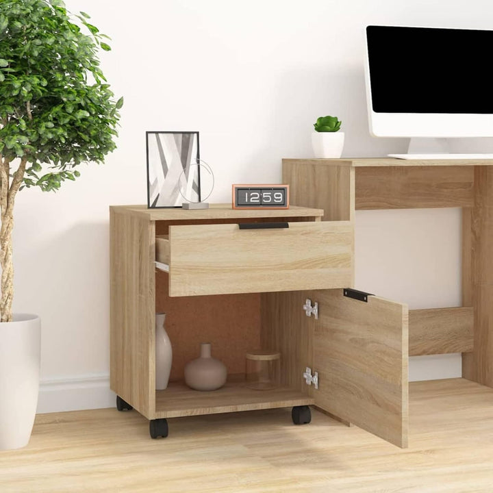 BaraSh Mobiler Aktenschrank mit Rollen Sonoma-Eiche 45x38x54 cm BüRoschrank AktenschräNke Spind Schr