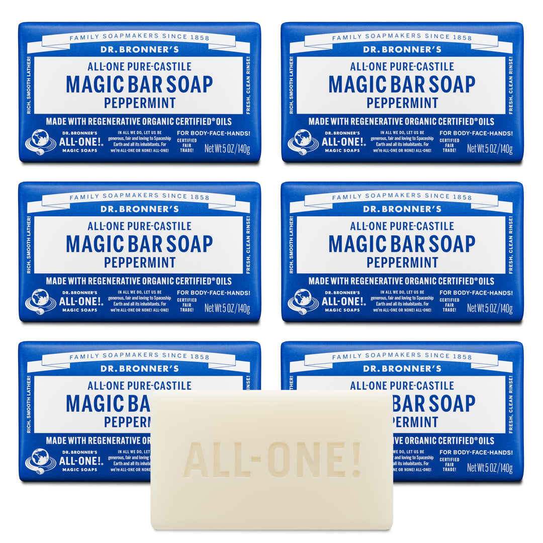 Dr. Bronner's Pure-Castile Seife – Pfefferminze, 142 ml (6 Stück) Pfefferminze 142 ml (6er Pack), Pf