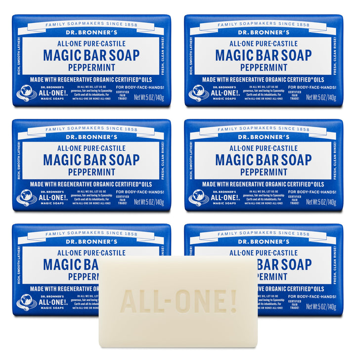 Dr. Bronner's Pure-Castile Seife – Pfefferminze, 142 ml (6 Stück) Pfefferminze 142 ml (6er Pack), Pf