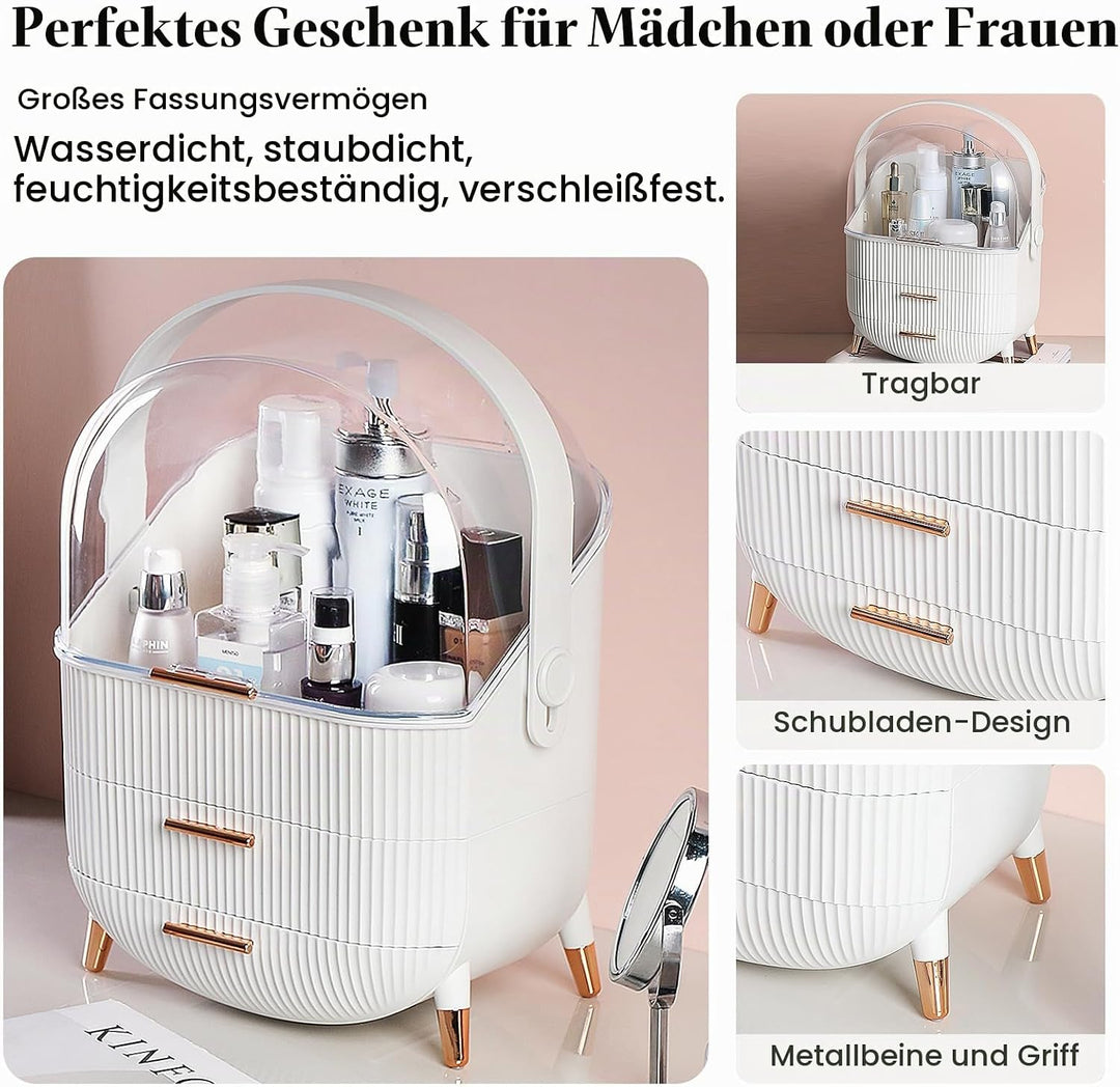 UCAMP Make-up-Organizer mit Reinigungsutensilien und Bürstenhalter–Kosmetikbox aus Kunststoff 3 Eben