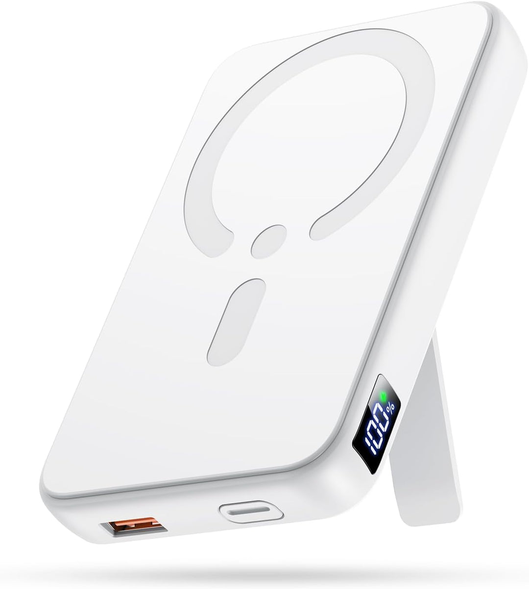 Kabellose Powerbank für Magsafe, 12000mAh Power Bank mit Klappbarem Standfuss, 22.5W PD USB-A Ausgab