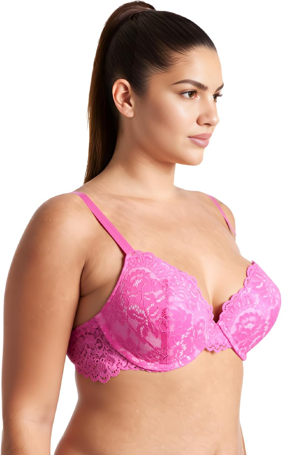 Curve Muse Damen Bügel Übergrösse Hochdrücken Fügen Sie 1 und eine halbe Tasse Spitzen-BHS hinzu 70C
