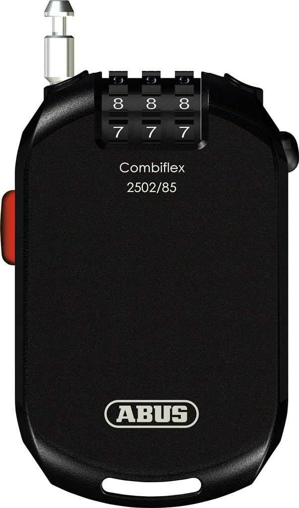 ABUS Spezialschloss Combiflex 2502/85 - Geeignet als Gepäcksicherung - 85 cm Stahlkabel Schwarz & Sp