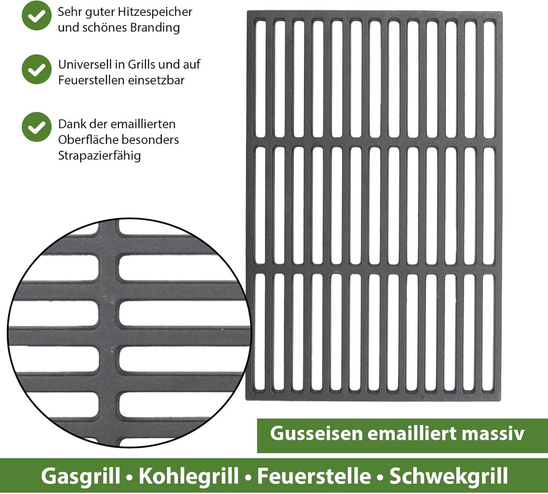 TRUTZHOLM Grillrost 60x40cm rechteckig emailliert Rost Grillgitter Gusseisen Grillplatte