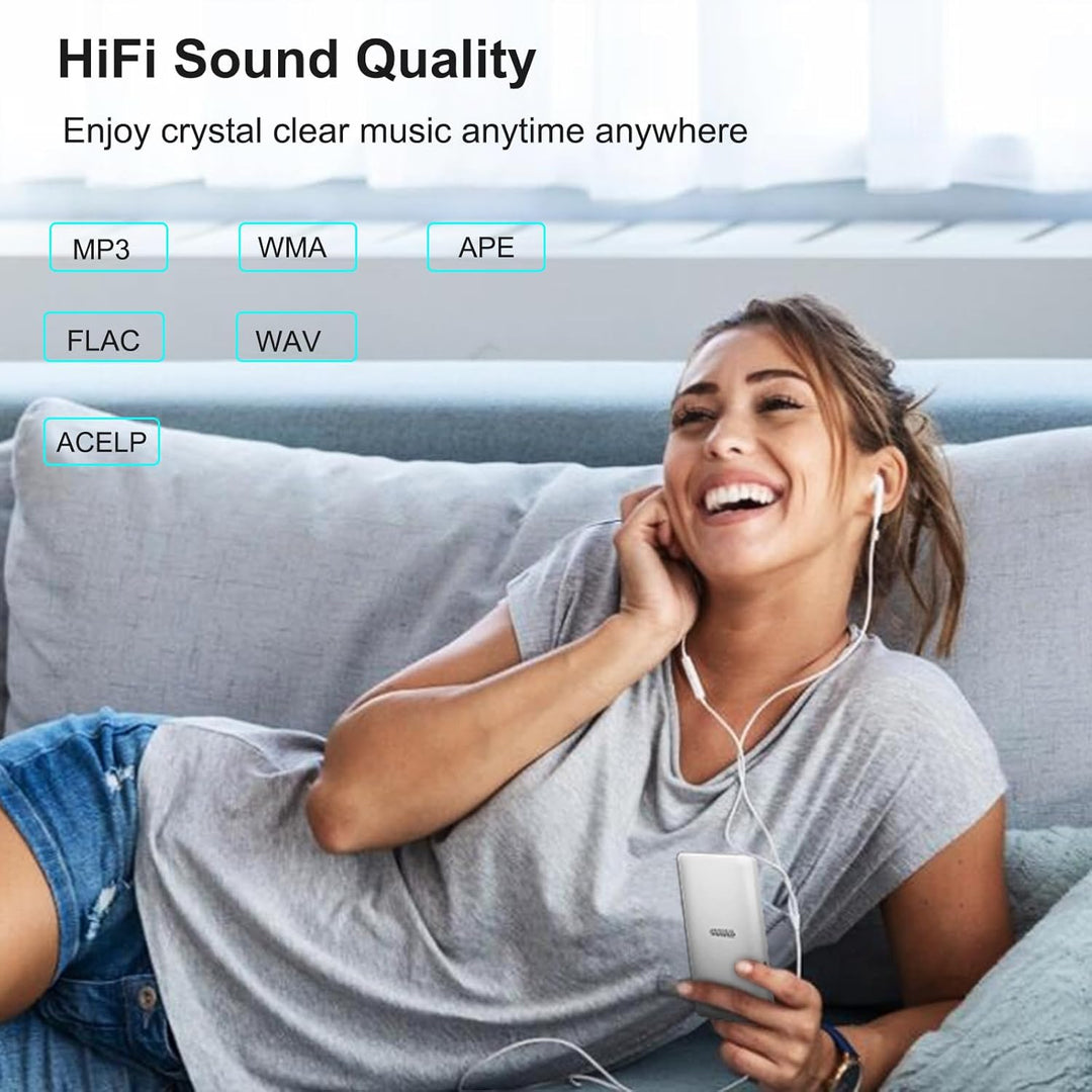 32GB MP3 Player Bluetooth 5.0 Musik Player, Nur 29g, mit 1.8" LCD-Bildschirm& Kopfhörer HiFi Sound K