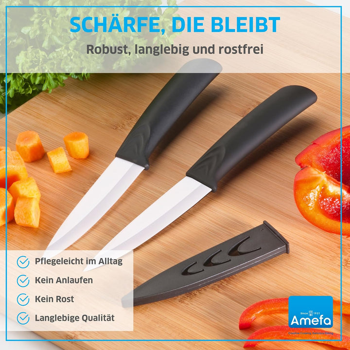 Amefa AUENTHAL Keramikmesser Set | 4-teilig | Klingen aus Keramik | Extrem scharf und leicht | Kochm