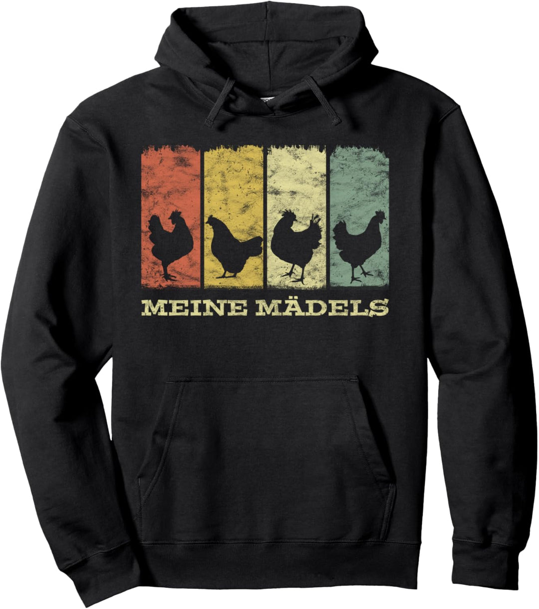 Hühner Meine Mädels Retro Vintage Huhn Landwirt Lustig Pullover Hoodie