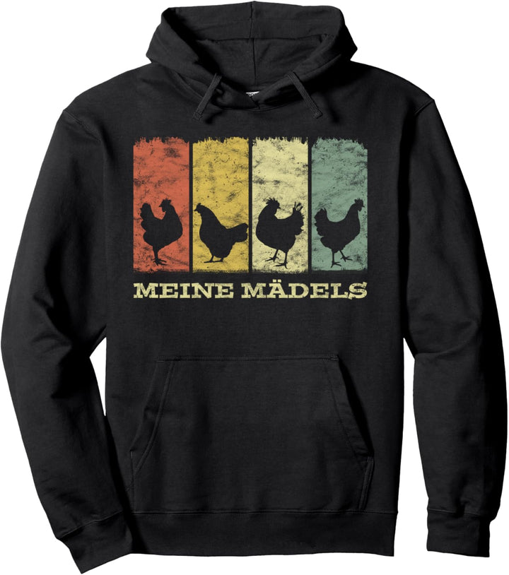 Hühner Meine Mädels Retro Vintage Huhn Landwirt Lustig Pullover Hoodie