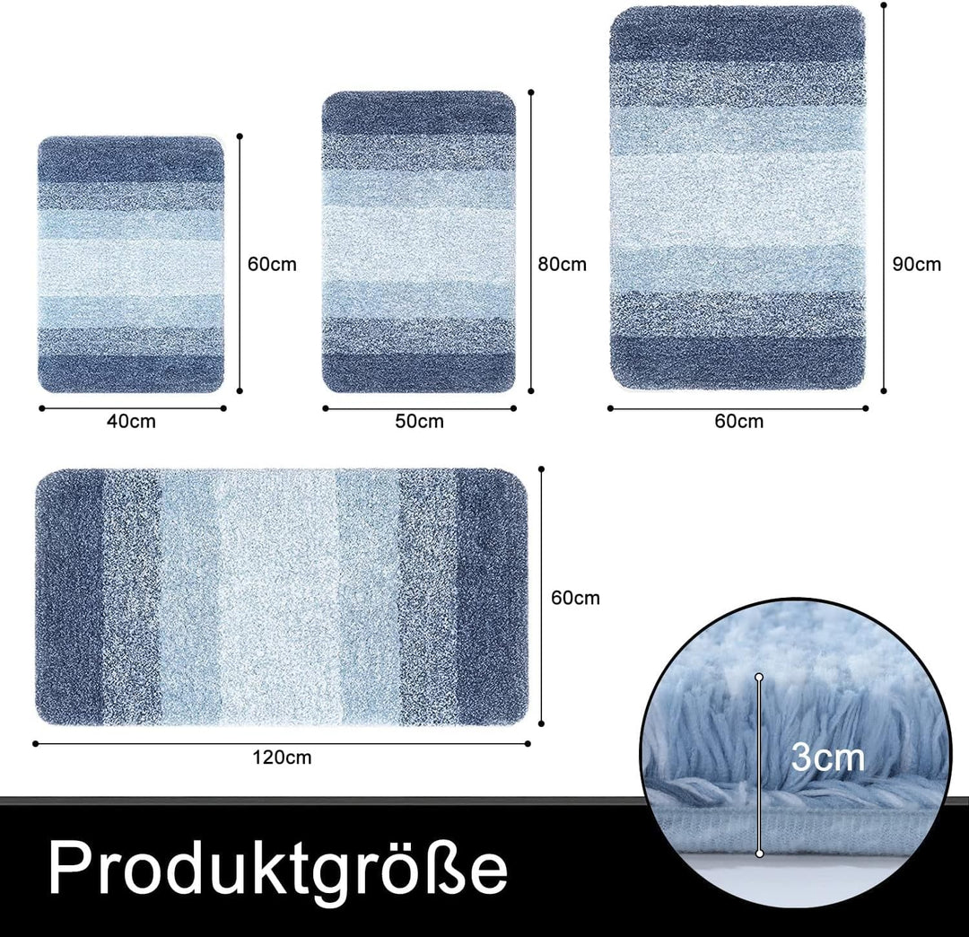 Homaxy Weich Badezimmerteppich 60x90 cm, rutschfest waschbar Badematte Flauschige Hochflor Badteppic