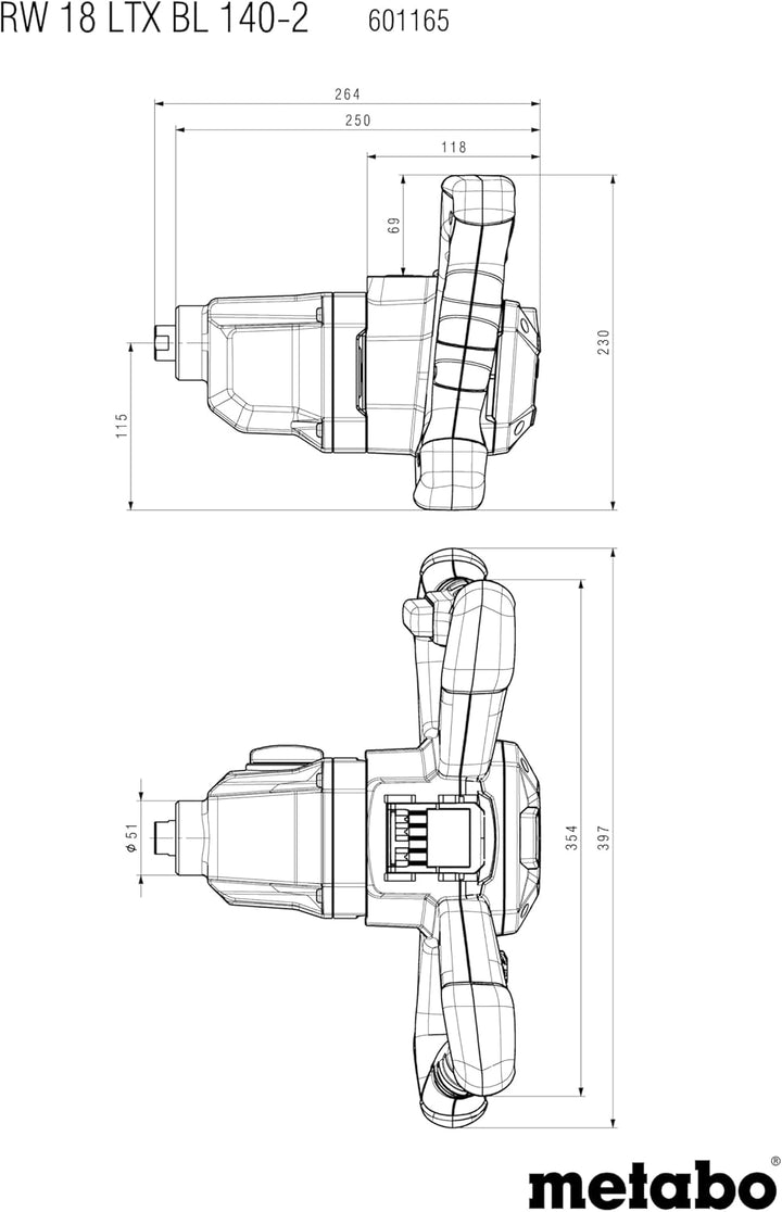 metabo Akku-Rührwerk RW 18 LTX BL 140-2 - 18V, Brushless-Motor, 2-Gang-Getriebe, 50L Mischmenge, Saf