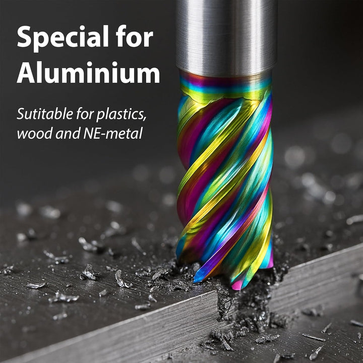 TJR 3-Schneider Fräser Set (6/8/10/12mm) mit DLC Beschichtung für Aluminium & NE-Metalle – CNC Hartm