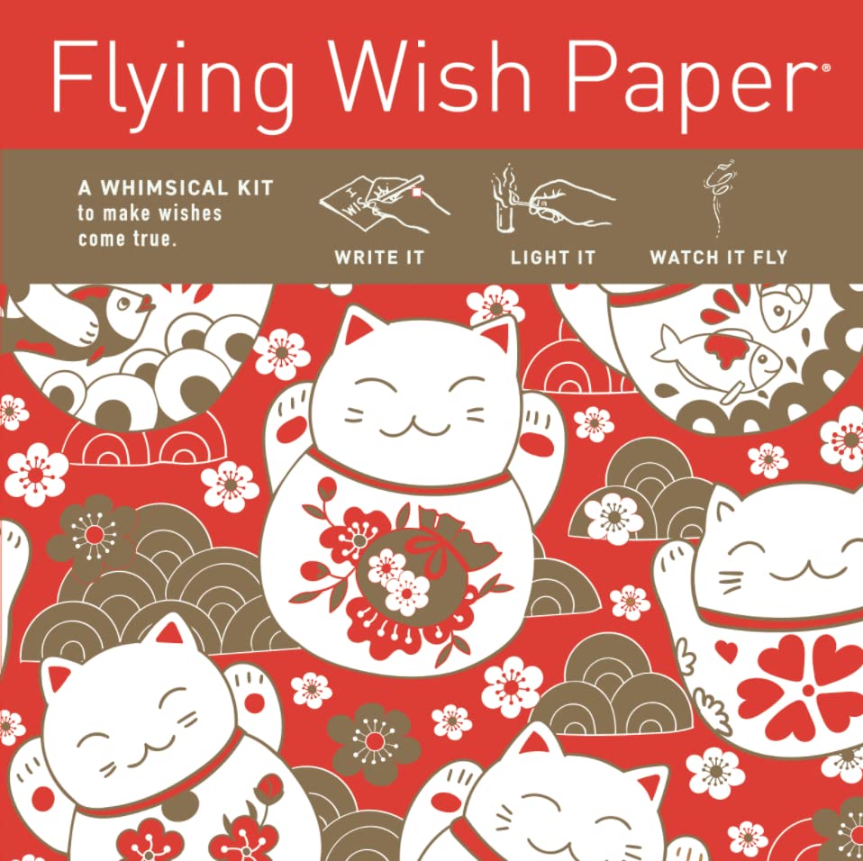 FLYING WISH PAPER Lucky Cats – Write it, Light it, Watch it Fly – Perfektes kleines Geschenkpapier –