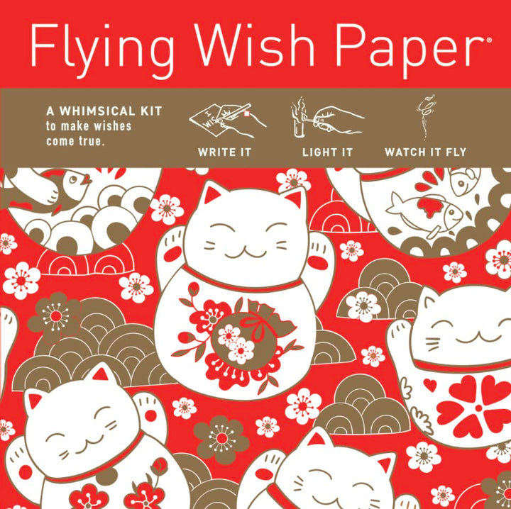 FLYING WISH PAPER Lucky Cats – Write it, Light it, Watch it Fly – Perfektes kleines Geschenkpapier –
