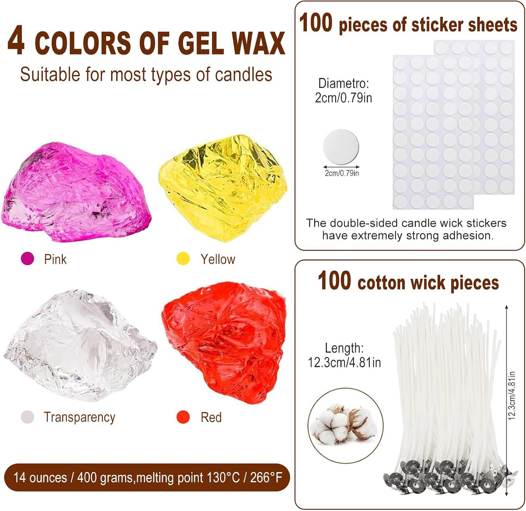 RANJIMA Gel Wachs Kerze Making Kit, Gelee Wachs DIY Kerze Machen Handgefertigte Material Crystal für