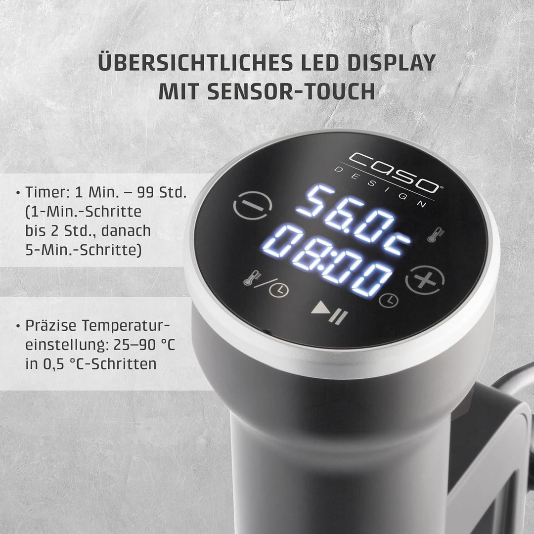 CASO SV400 Sous Vide Stick, für Behälter bis 20l Volumen, 25-90°C in 0,5°C Schritten, IPX7, platzspa