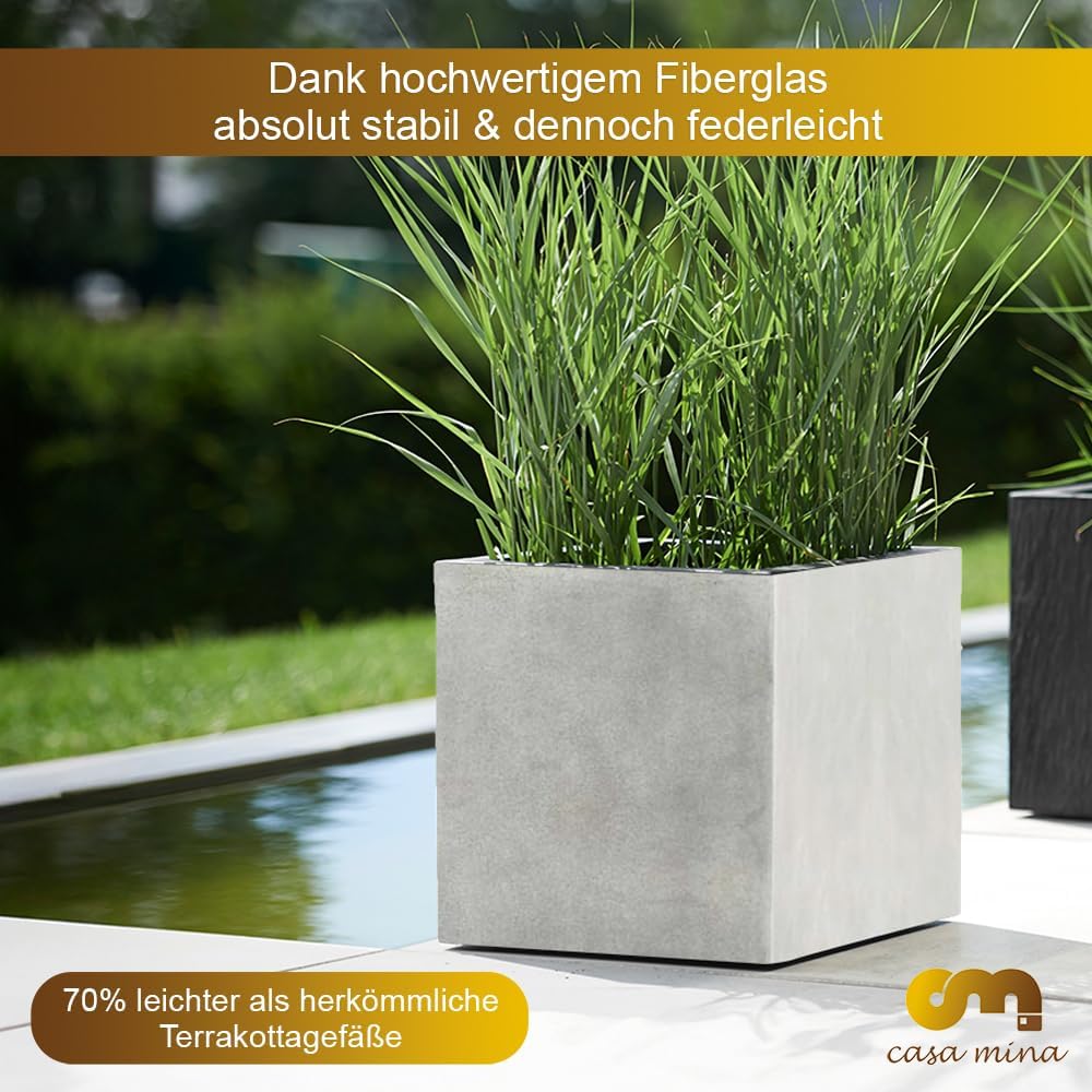 Esteras Blumenkübel Eckig - Pflanzkübel Gross für Aussen - Blumenkübel Hoch mit Wasserabfluss, Frost