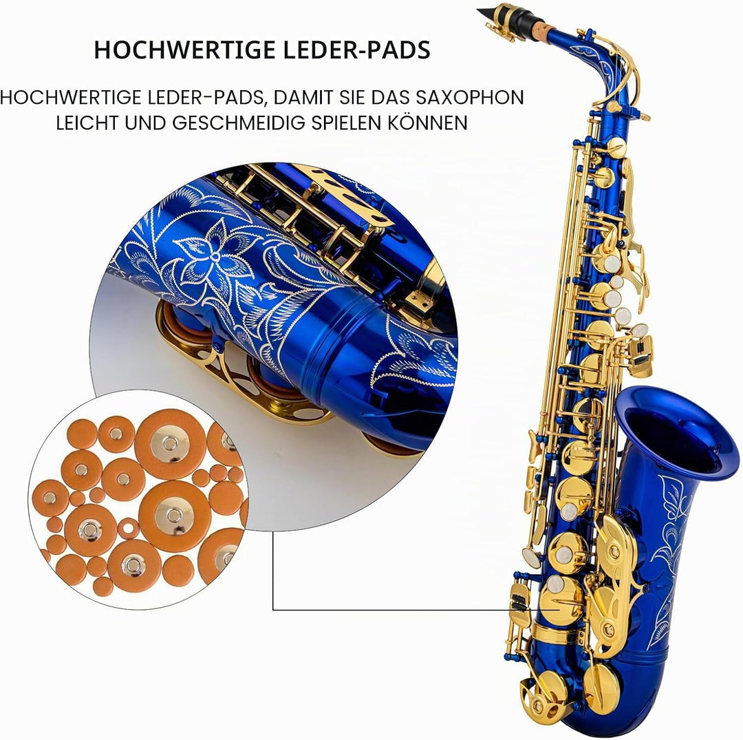 Btuty Eb Alt-Saxophon Messing E Flat Sax 802 Schlüsseltyp Holzblasinstrument mit Reinigungsstab Stof