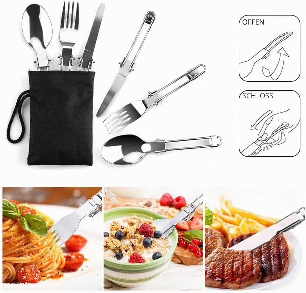 aiGear Camping Kochgeschirr Set/Outdoor Geschirr Set | Camping Topf Kochtopf Tragbar Aluminium | mit