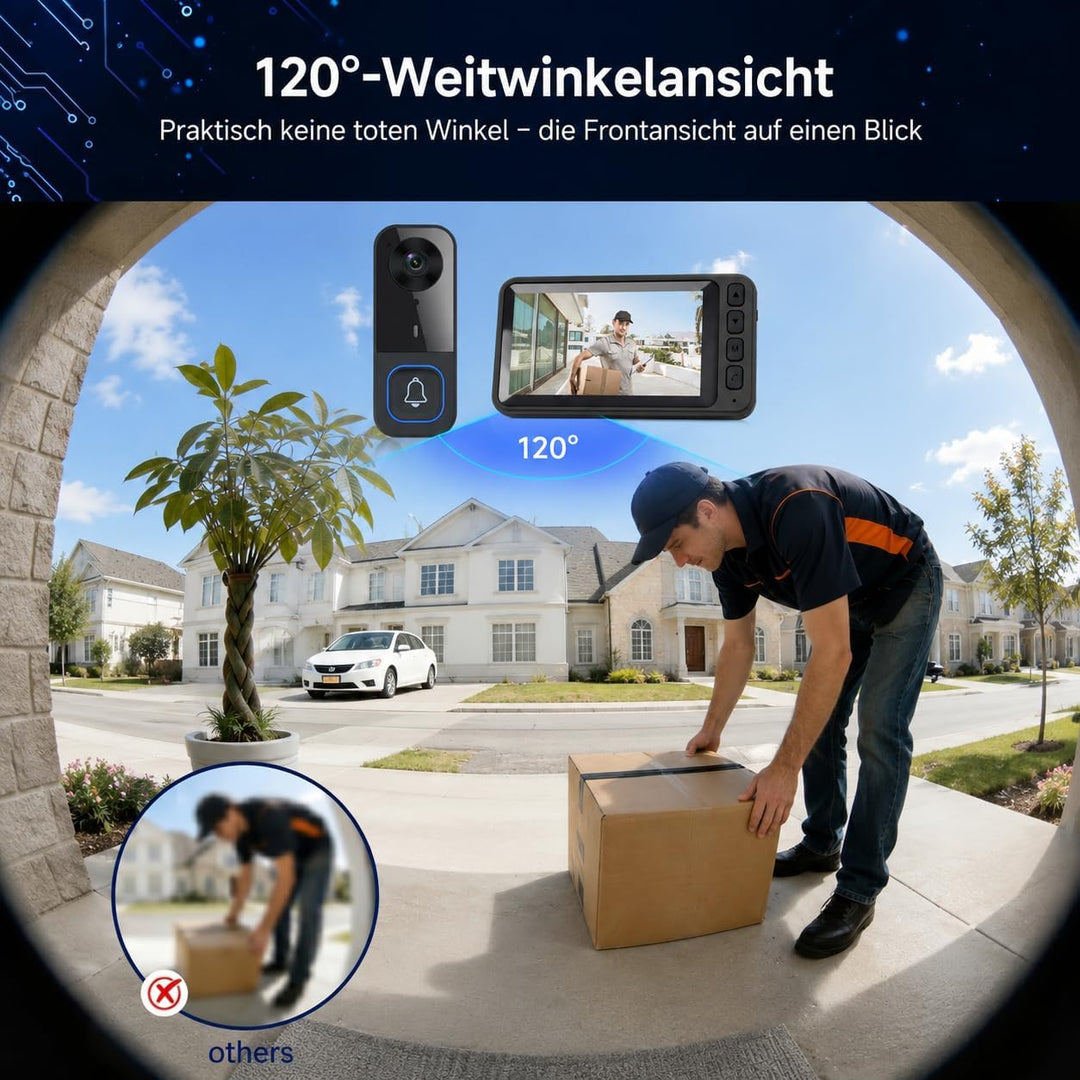 Video Türklingel mit Kamera Drahtlos, Funkklingel mit Kamera, Türsprechanlage mit Kamera 4,5" IPS Mo