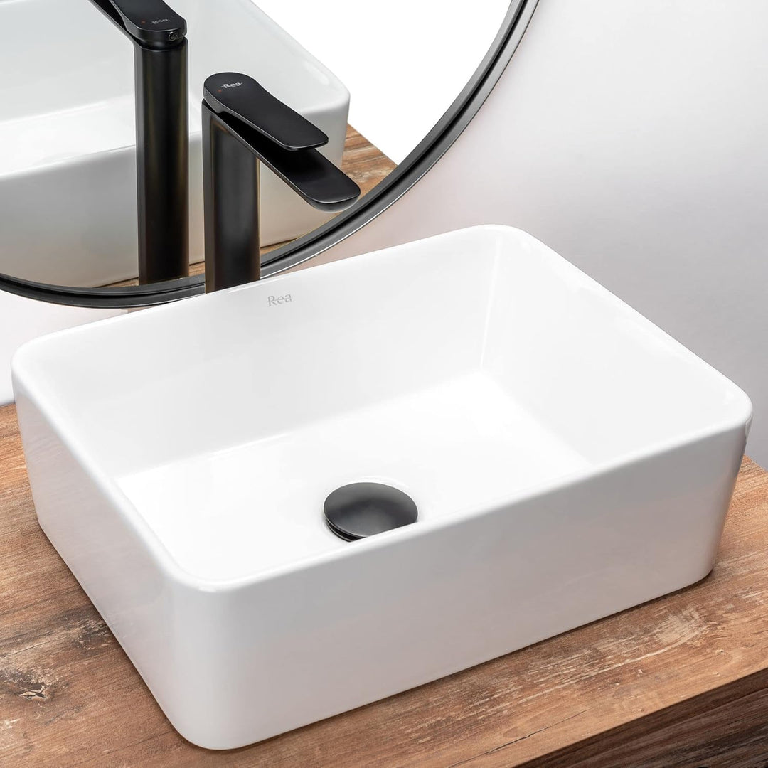 VBChome Waschbecken 41 x 31 cm klein rechteckiges Waschbecken Keramik Waschtisch Handwaschbecken AUF