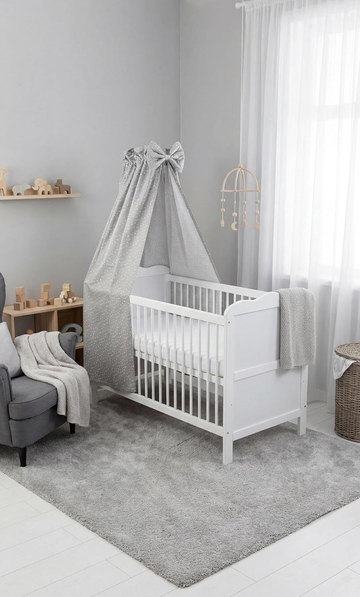 TupTam Babybett Himmel mit Schleifchen, Farbe: Sterne Grau 2, Grösse: ca. 160x240 cm ca. 160x240 cm