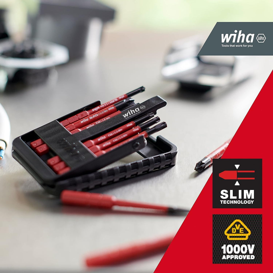 Wiha Bit Set slimBit electric Schlitz, PH, PZ, PlusMinus/PZ, TORX® 12-tlg.I inkl. slimBit-Boxen, Gür