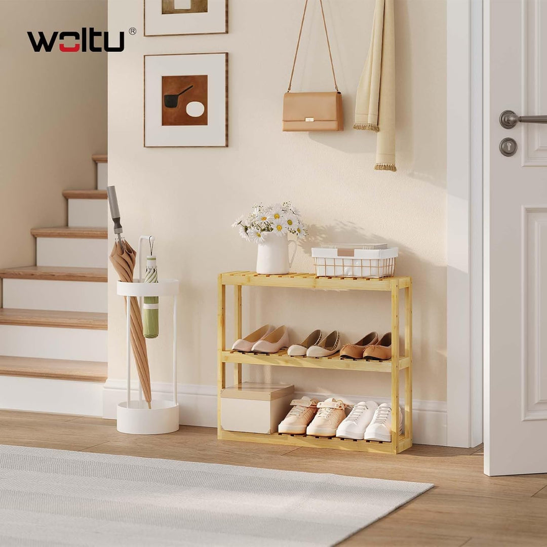 WOLTU Bambus Regal, Hängeregal, Badregal, Wohnzimmerregal, Badezimmerregal stehend, Bücherregal, Sch