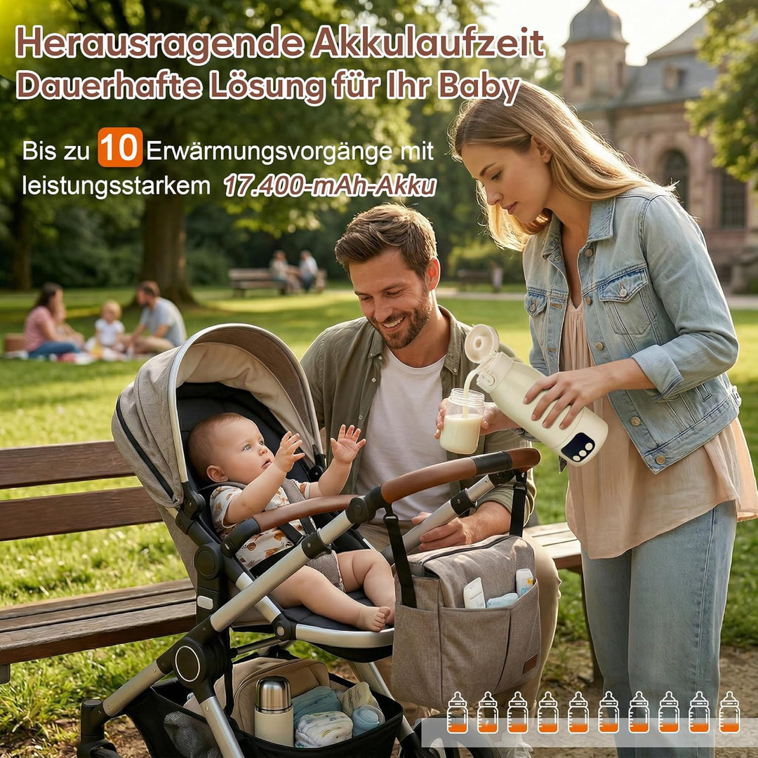 Baby Flaschenwärmer Unterwegs 2 minutters Milchwärmer 17400mAh Batteri USB-C-opladningsfunktion Gros