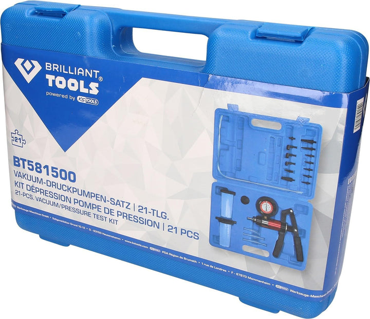 BRILLIANT TOOLS BT581500 Vakuum-Druckpumpen-Satz, 21-tlg [Powered by KS TOOLS]