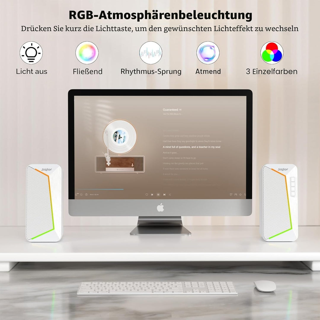 SOULION R40 Computerlautsprecher, 2.0 USB-betriebene PC-Lautsprecher, Desktop-Gaming-Boxen mit Lauts