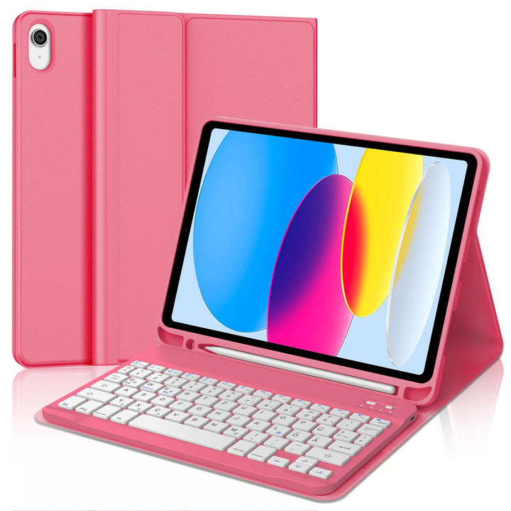 JADEMALL Für iPad Hülle mit DE Tastatur ohne Beleuchtung & Touchpad, Kompatibel mit iPad 11 Generati