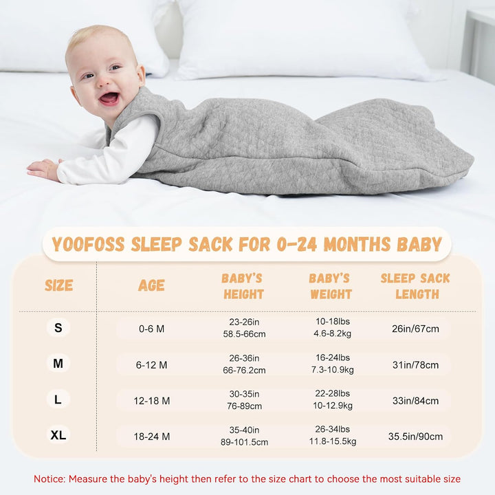 Yoofoss Baby Schlafsack Baumwolle 2.5 TOG Warm Baby Winterschlafsack Weich Babyschlafsack Neugeboren
