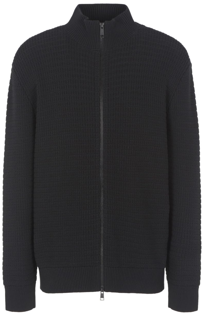 Armani Exchange Herren Long Sleeves,Double Zip, Cotton Cardigan Sweater XS Schwarz, XS Schwarz
