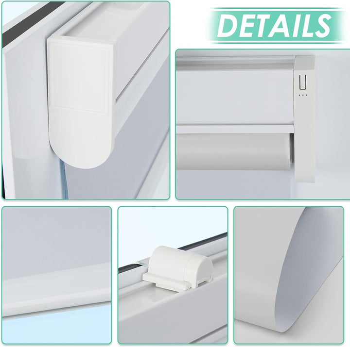 Allesin Elektrische Rollos mit Fernbedienung, Weiss Verdunklungsrollo 45x120cm (BxH) Klemmträger Ohn