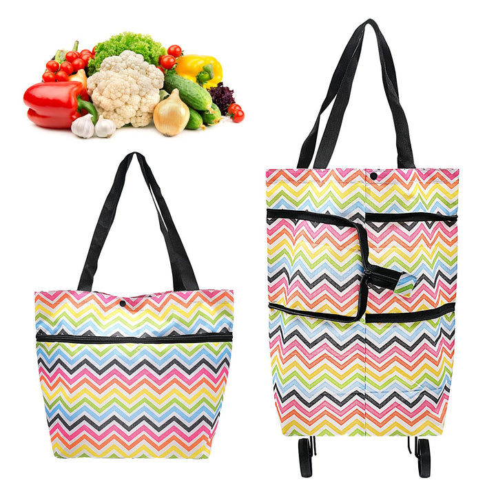 Faltbare Trolley-Taschen, Einkaufstrolley Einkaufstasche mit Rollen,2 in 1 Klappbarer Einkaufswagen
