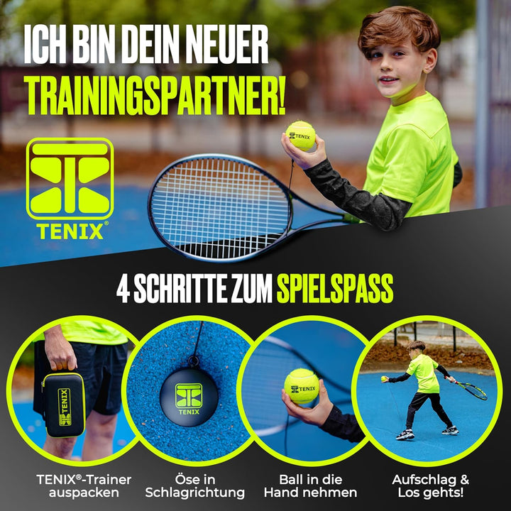 TENIX® Tennis-Trainer Set [mit Power-Grip-System] Tennis Trainingsgerät für Kinder & Erwachsene | Te