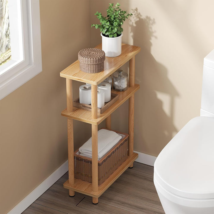 APICIZON Beistelltisch Schmal 3 Tier Beistelltisch Holz, 40x18x61.5CM, Nachttisch Schmal mit Staurau