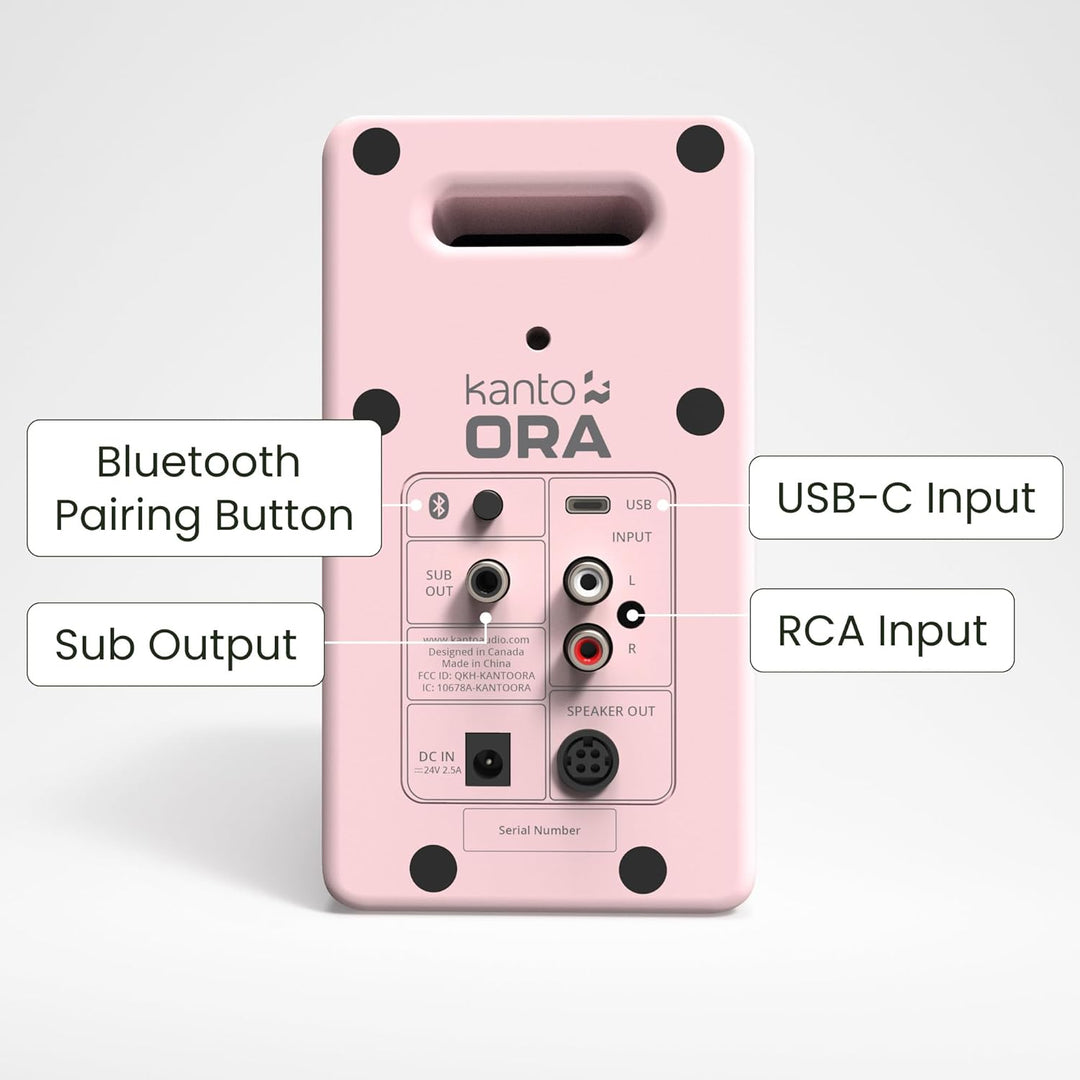 Kanto ORA 100W Powered Bi-amp Reference Desktop Computer Speakers w/Bluetooth 5.0 & USB-C | 100 Hz C