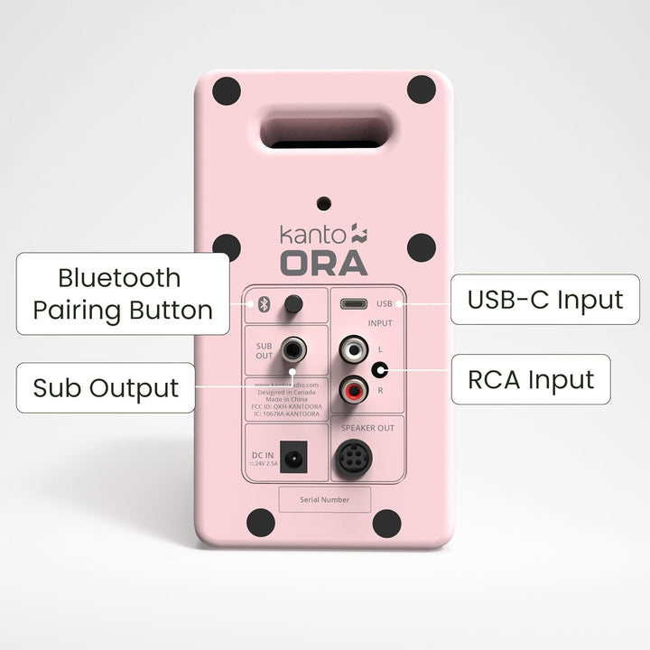 Kanto ORA 100W Powered Bi-amp Reference Desktop Computer Speakers w/Bluetooth 5.0 & USB-C | 100 Hz C