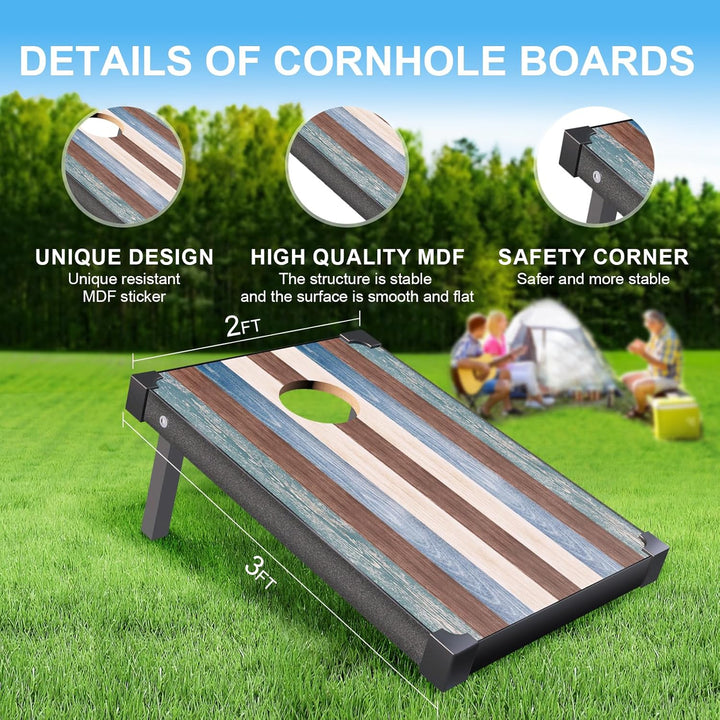 Cornhole Spiel Verordnung Grösse 91cmx60cm, Sackloch Spiel mit Corn Hole Spiel mit 2 Boards, 8 Wurfb