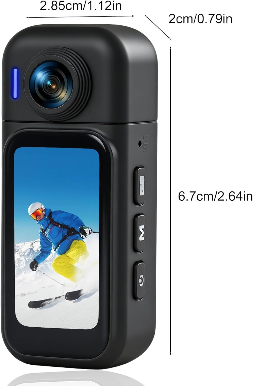 Action Cam Mit Touchscreen, 8-Stunden-Akku, Mini POV Bodycam, Wasserdicht 30M, 120° Weitwinkel, WLAN
