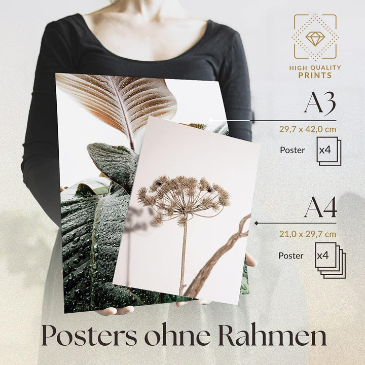 Heimlich® Premium Poster Set OHNE Bilderrahmen | 4 x DIN A3 & 4 x DIN A4 - ca. 30x42 & 21x30 | Stilv