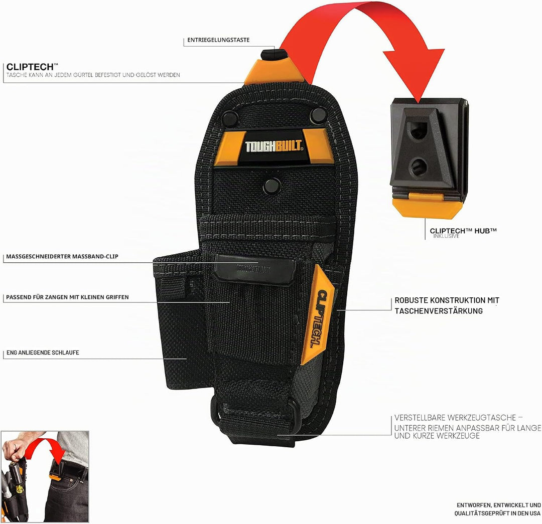 ToughBuilt TB-CT-35-S Zangentasche, klein: Polyester, Schwarz