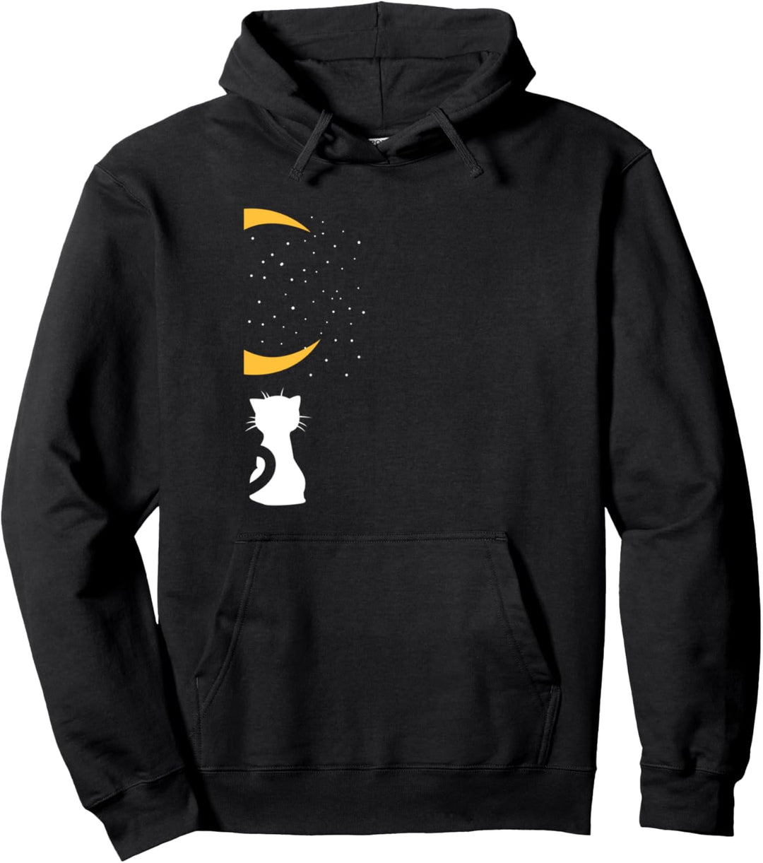 Cats, Moon And Heart Matching Saint Valentine's Day Pullover Hoodie