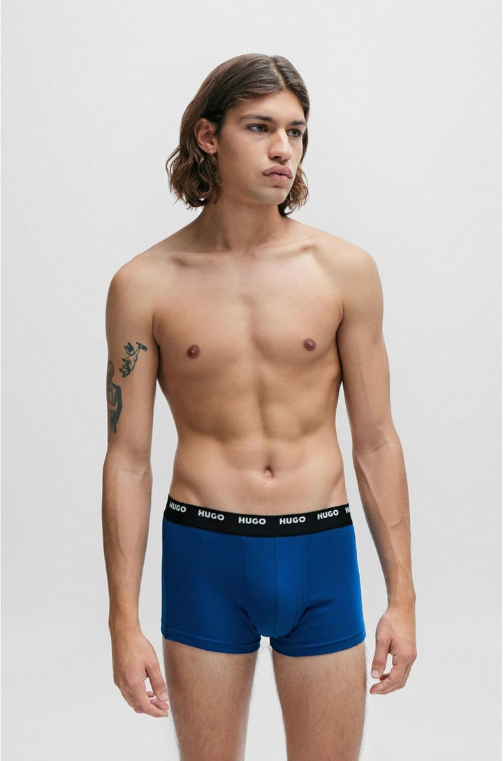 HUGO Herren Trunk Five Pack Fünfer-Pack eng anliegende Boxershorts aus Stretch-Baumwolle mit kurzem
