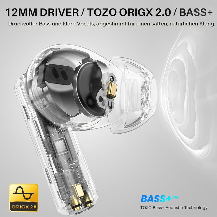TOZO NC3 Kopfhörer Kabellos Bluetooth 5.3, Bluetooth Kopfhörer, In Ear Kopfhörer mit Hybrid Active N