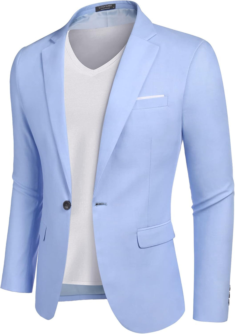 COOFANDY Herren Anzugjacke Sakko Sportlich Freizeit Blazer Regular Fit Männer Anzug EIN Knopf Busine