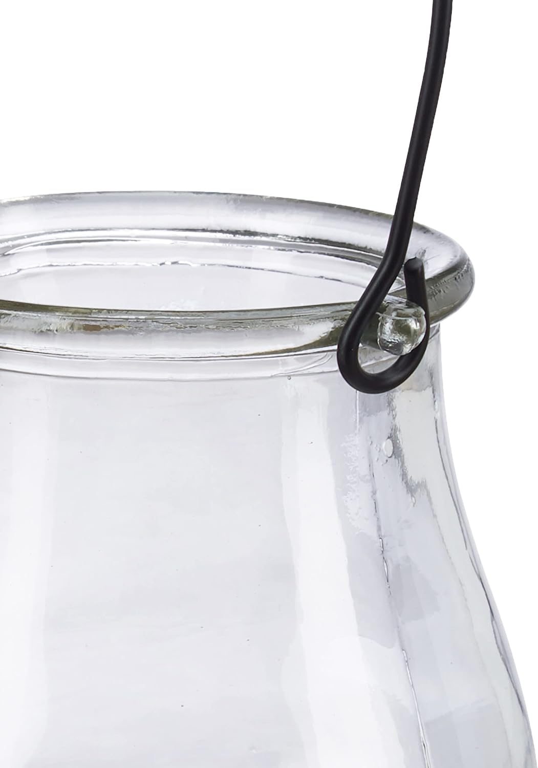 48 x Windlicht aus Glas, runde Glasvase mit Henkel, Tischdeko für Drinnen u. Draussen, Hängewindlich
