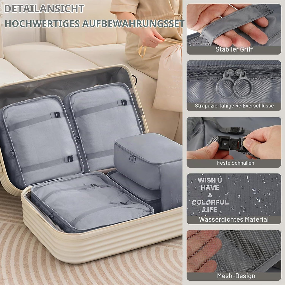 Koffer Organizer Set 17-teilig, Wasserdicht Packing Cubes, Travel Organizer zum Gepäckpacken, mit Pa