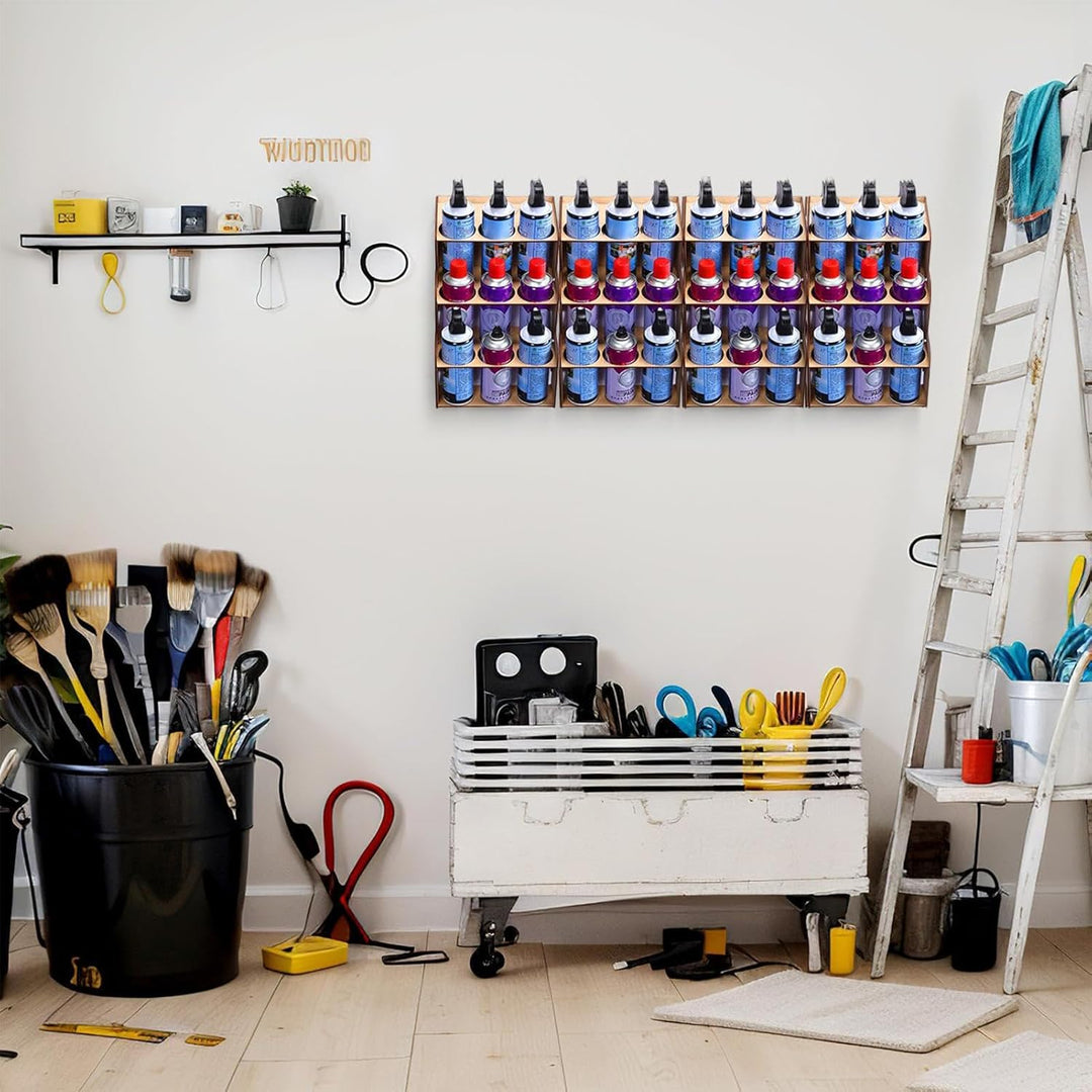Wandmontierbarer Sprühdosen Halter,Holz Organizer Für Aerosol Spraydosen Aufbewahrung - 3-Etagen Hal